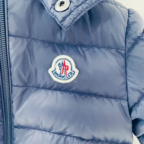 MONCLER {18-24} Puffer Coat Down Navy Blue Detachable Hood - Picture 3 of 16